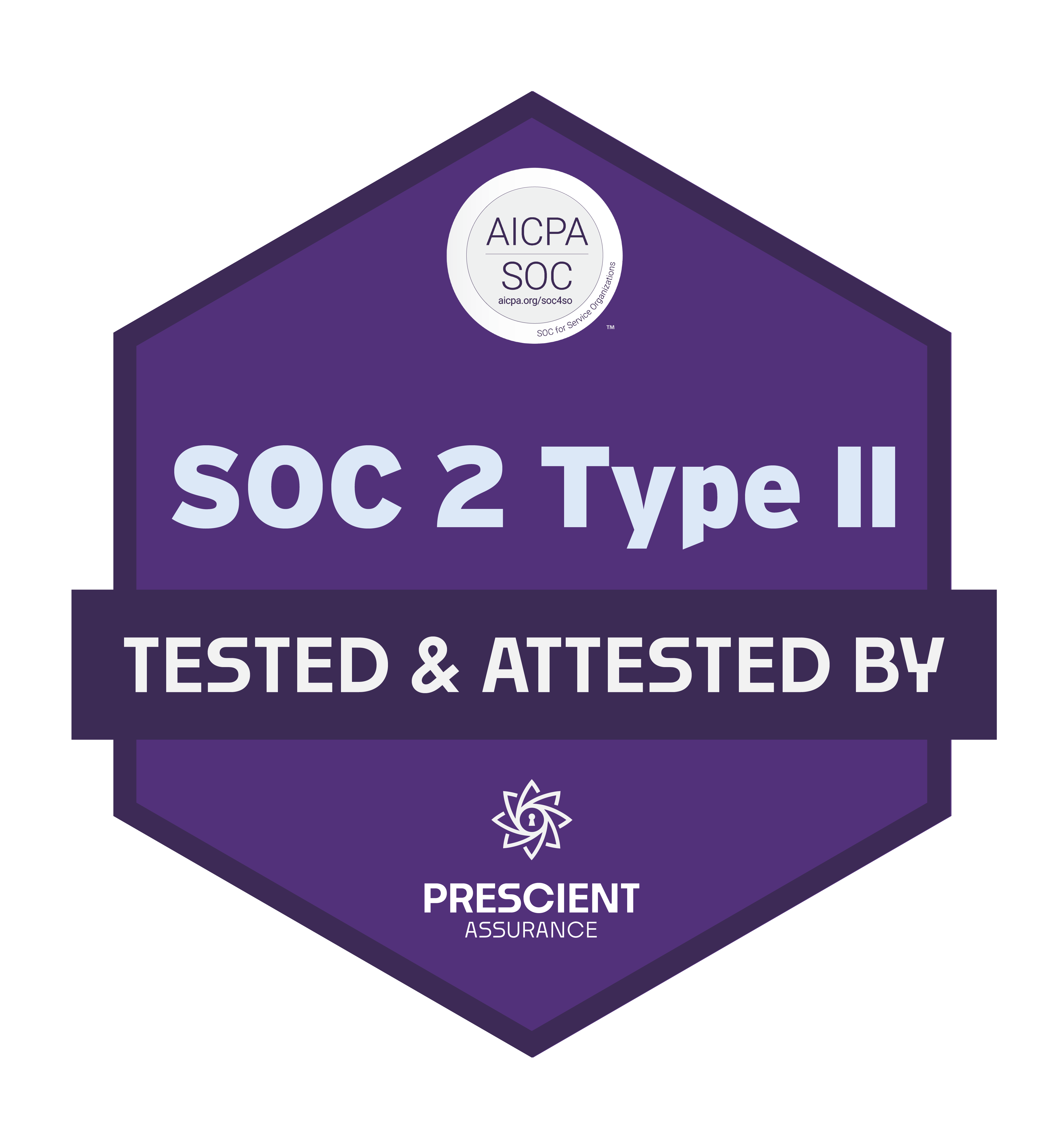 SOC 2 Type II Compliance Certification SOC 2 Type II certification badge by AICPA