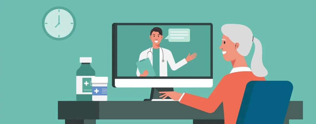 Telehealth Consultation: Elderly Patient and Doctor Video Call